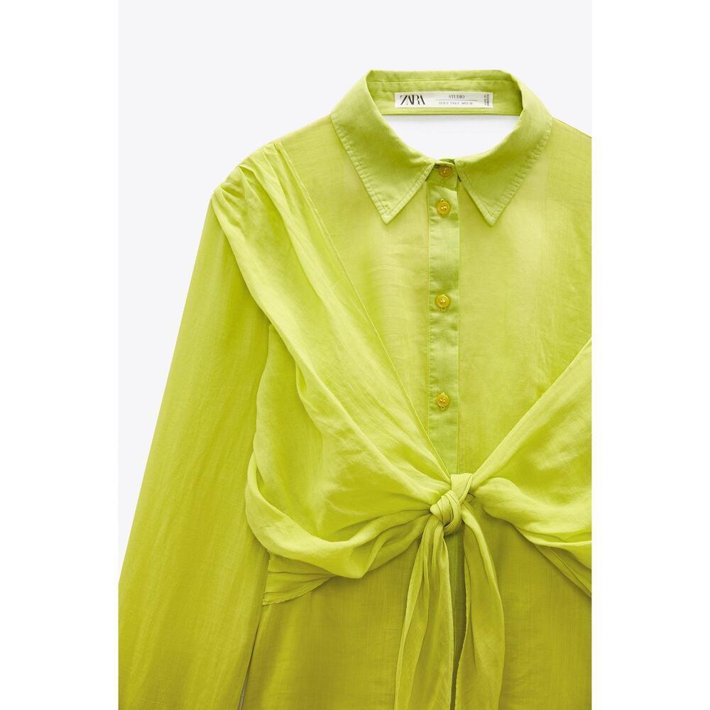 Zara Limited Edition Tie Front Open-Back Button Down - Picture 6 of 14